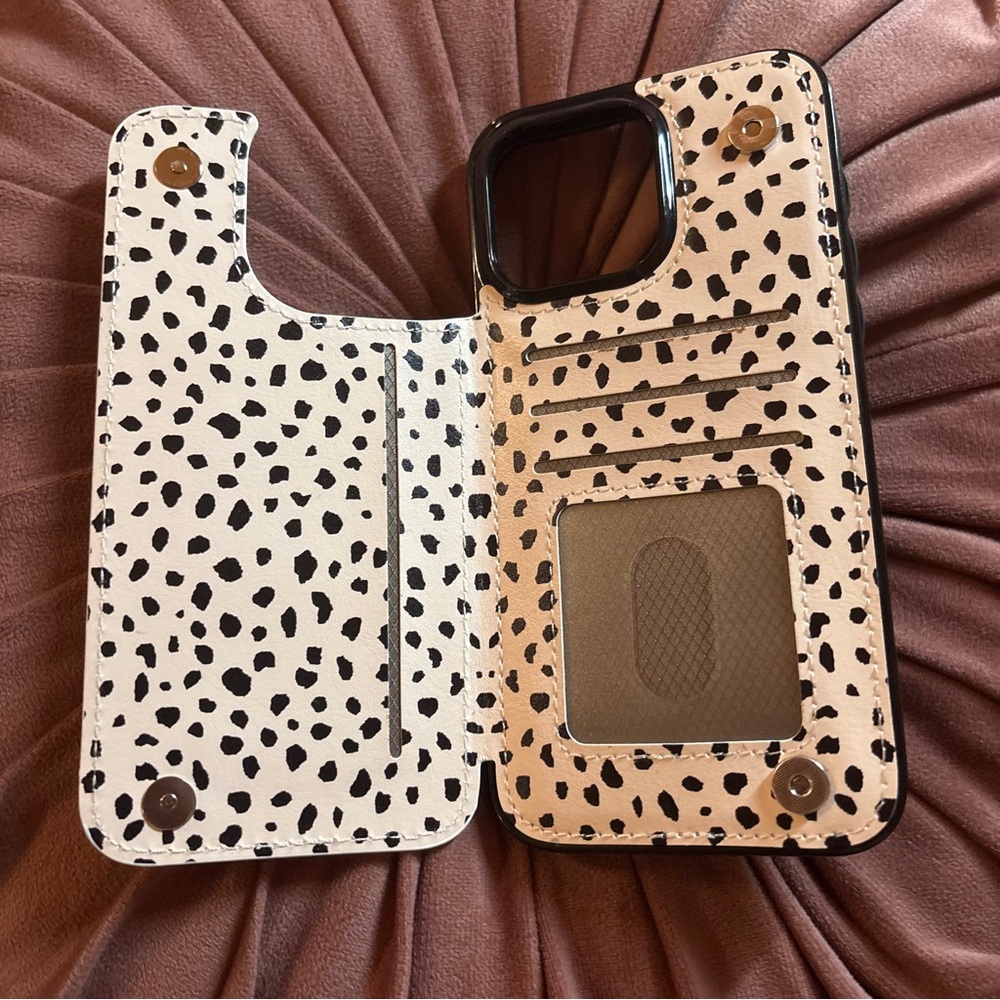 🆕 Almond Latte Leopard Print Wallet Phone Case IPhone 15Pro Max 6.7 - Picture 12 of 15